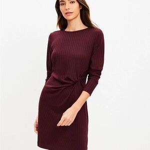 LOFT Deep Burgundy Long Sleeve Dress